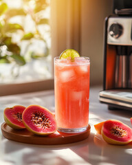 Refreshing Guava Juice with Lime and Ice