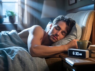 On a quiet morning, a man who was still sleeping soundly while his alarm clock was already showing 6.30 a.m.