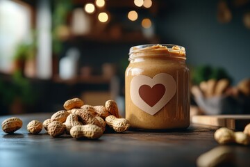 Jar of Unsalted Peanut Butter with Heart Design