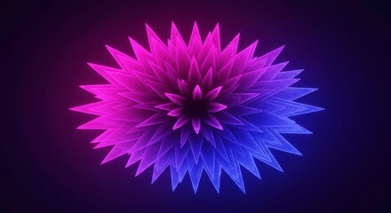 Abstract Purple and Blue Glowing Crystal Starburst Neon Geometric Design 3D Render