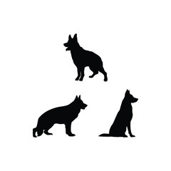 Coyote and Wolf Silhouette Vector Set Featuring Wild Canines in Various Walking Poses Isolated on White Background for Wildlife and Nature Design Projects
