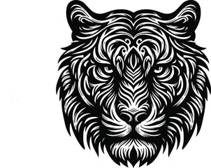 Lion Head Vector Tattoo Design with Floral Tribal Elements
