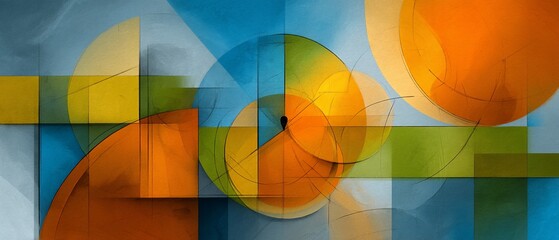 Fototapeta premium Geometric harmony Circles squares and blended colors