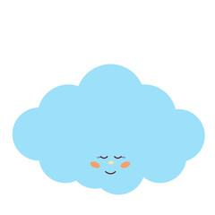  Cute Kawaii Cartoon Blue Cloud Character Icon. Simple Graphic Childish Fluffy Sky Cloud Element Icon. baby Clothing Sticker Print Decoration. Minimalist Abstract Drawn Cartoon Element.	

