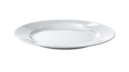A pristine white ceramic plate, meticulously captured in a studio setting, exudes an aura of understated elegance and simplicity.