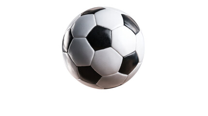 Fototapeta premium Soccer Ball: A classic soccer ball, featuring a pattern of black and white panels, stands alone in the field of sport.
