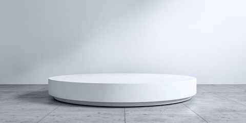 Minimalist White Round Platform on White Surface for Product Display