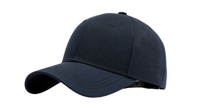 Navy Blue Cap on Display: A studio shot of a sleek, dark navy blue cap, offering a versatile fashion item for various styles and occasions.