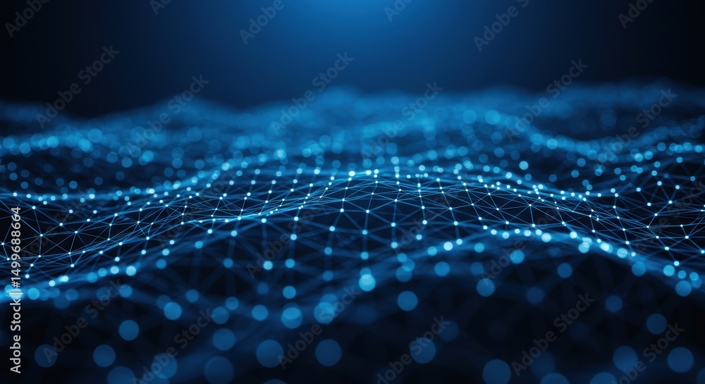 Poster abstract digital network connecting dots and lines in a futuristic cyberspace