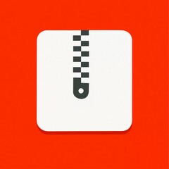 Clean and Simple Zipper Icon Centered on a White Rounded Square Against an Orange Background