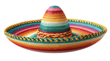 Mexican Sombrero: A vibrant and colorful sombrero, a traditional Mexican hat with a wide brim, is displayed. This emblematic piece evokes images of lively festivities and cultural richness. 
