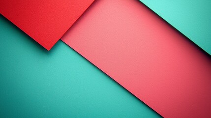 Minimalist background with three colors: red, turquoise, and pink