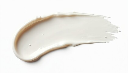 Obraz premium Abstract acrylic white color smear brushstroke cream blot isolated. Cosmetic product on transparent background. Creamy mousse foam gel milk, cosmetic frame, paint splash stroke.