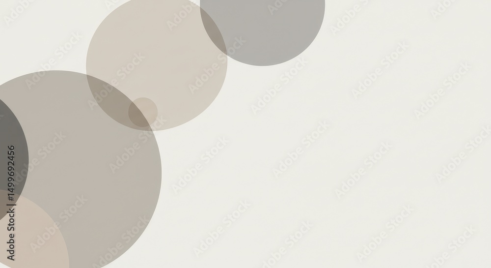 Poster abstract background with overlapping translucent circles in gray tones
