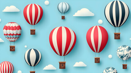 Pixel Art Hot Air Balloons Against A Pastel Sky