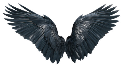 Obraz premium Ethereal Wings Display: Dark, majestic wings, possibly avian or mythical, spread wide, against a stark contrast. capturing an image of freedom and power.