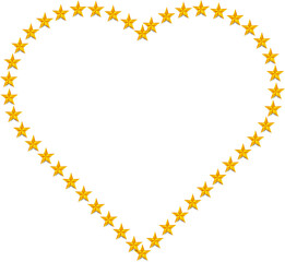 Heart shape outlined with a series of gold five-pointed stars, evenly spaced, on a white background.