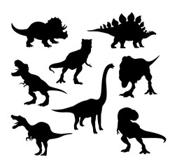 various dinosaur silhouettes vector collection