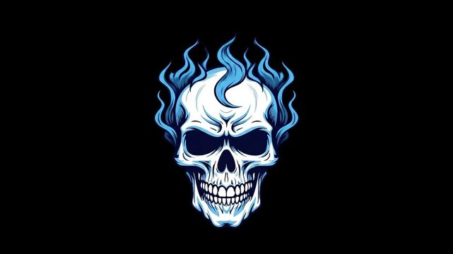 Fiery Blue Skull A Flaming Skull Illustration