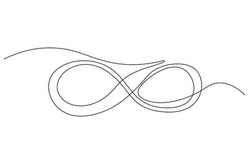 Continuous one line drawing of Infinity Icon. Single line drawing illustration of Infinity logo. Infinity Loop concept vector art. Doodle line illustration.