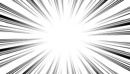 Black and white radial line background in comic book. Manga speed frame.