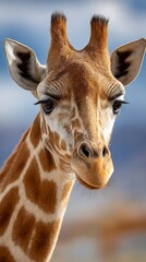 Obraz premium Giraffe Portrait Gentle Eyes Patterned Coat Natural Beauty