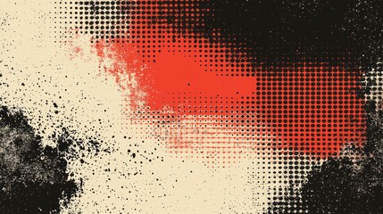 Background with halftone dots and grunge texture in black and red