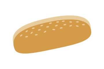 Colorful Hand Drawn Hot Dog Bun with sesame seeds BBQ Celebrations or Culinary cards design element