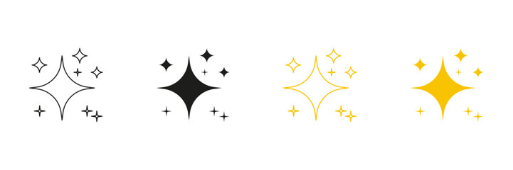 Shining Star And Sparkle Line And Solid Icon Set. Brightness And Twinkle Symbol Collection. Isolated Vector Illustration