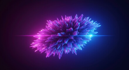 Abstract Purple and Blue Crystal Burst Glowing Neon Spikes 3D Render