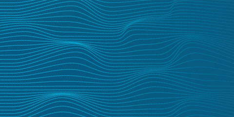 Dark blue halftone dotted abstract background, big data pattern, technology or futuristic visualization, waveform dot texture, music backdrop. ,Beautiful movement with glowing blurred particles.