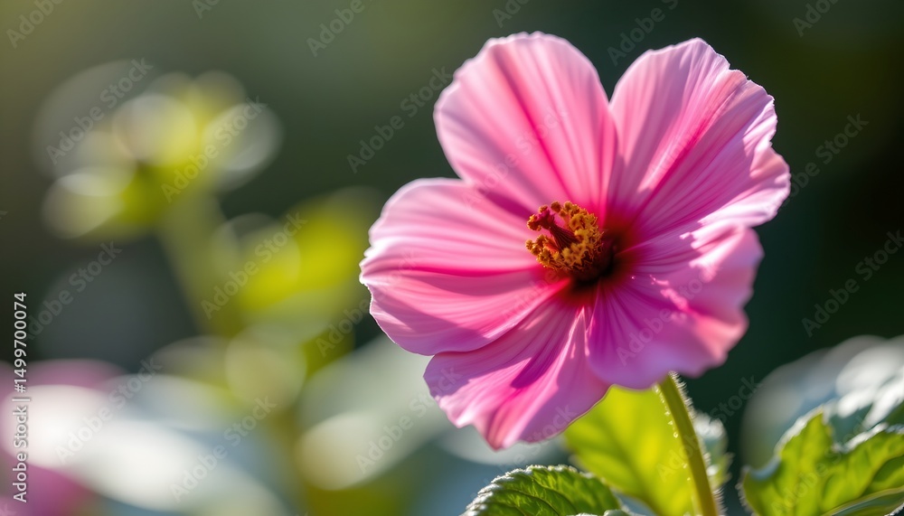 Poster a delicate flower in soft focus with blurred lighting position subject at the top with clear copy sp