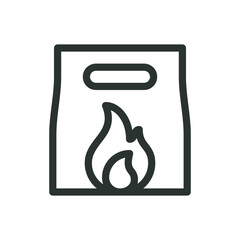 Barbecue grill fuel line icon, charcoal package, BBQ wood coal for barbeque grilling vector symbol with editable stroke