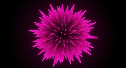 Abstract Pink Crystal Flower Glowing Spiky Design 3D Render Digital Art