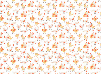 Soft Watercolor Floral Background with Pastel Peonies and Hand Painted Garden Botanical Seamless Pattern