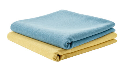 Isolated Stack of blue and yellow towels