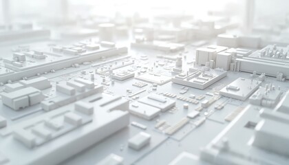 White 3D render of computer motherboard chip. Tech background, abstract digital design. Futuristic hardware structure, modern cyberspace. Data processing, AI, machine learning, innovation, tech