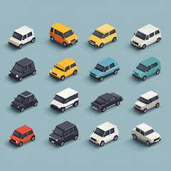 Isometric Cars Icon Set for Professional Vector Design Projects