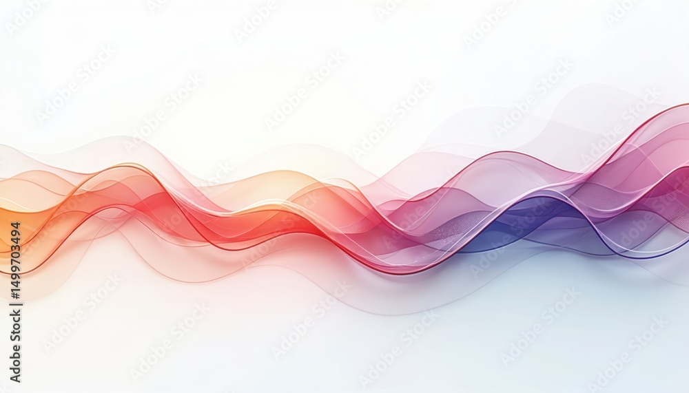 Poster abstract illustration of colorful smooth waves with gradients. dynamic flowing lines on white backgr