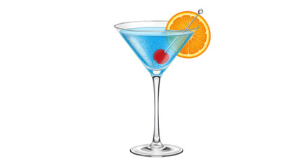 Isolated Martini Cocktail with Orange Slice