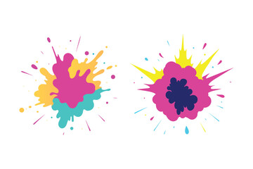 Ink explosion with neon colors high speed capture on white background