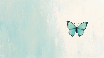 Elegant Blue Butterfly on Soft Painted Background, Nature, Serenity, Transformation