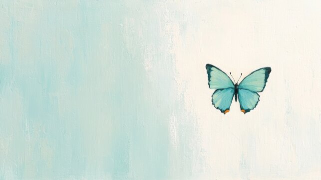 Elegant Blue Butterfly on Soft Painted Background, Nature, Serenity, Transformation