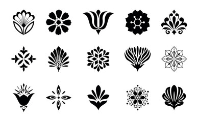 Flower icons set. Isolated elements for design. Vector graphics.