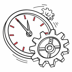 Clock gears time management business productivity concept illustration