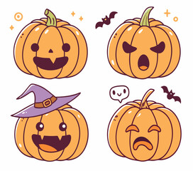 Playful Halloween Pumpkin Faces Set