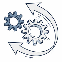 Interlocking gears cyclical process workflow diagram