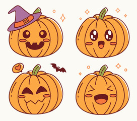 Playful Halloween Pumpkin Faces Set
