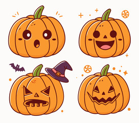 Playful Halloween Pumpkin Faces Set