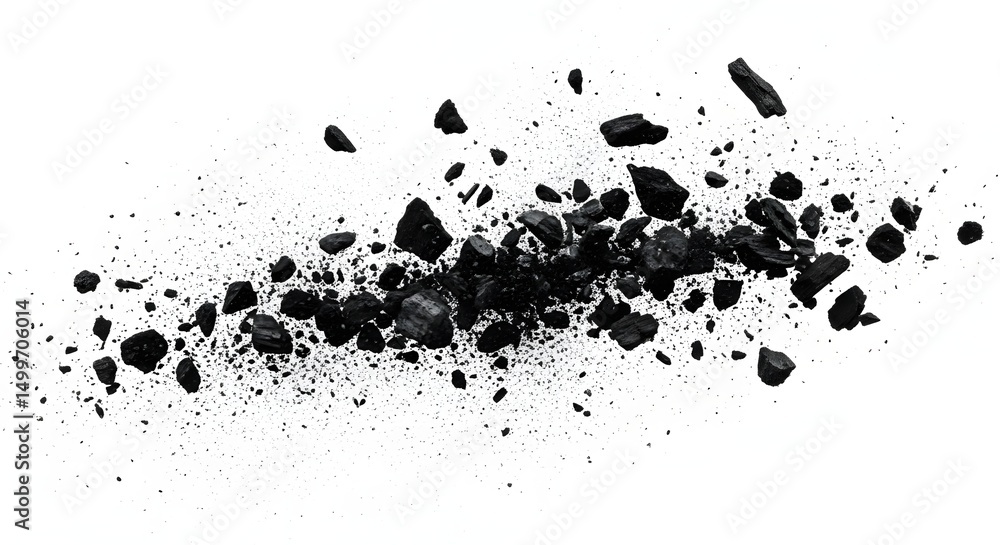 Fototapete AI Concept Exploding Black Particles Abstract Design